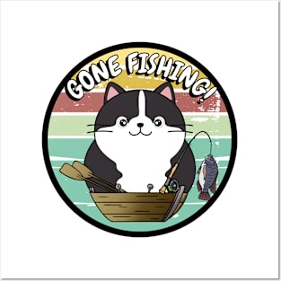 Funny fat cat has gone fishing Posters and Art